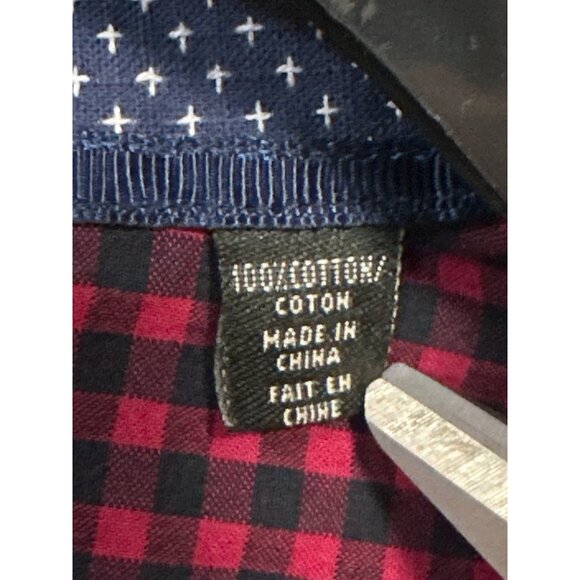 English Laundry Men's Large Cotton Red & Black Checkered Shirt - Picture 3 of 5